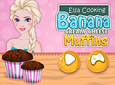 Elsa Cooking Banana Cream Cheese Muffins