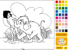 Mowgli and Hathi Junior Coloring