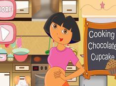 Pregnant Dora Cooking Chocolate Cupcake