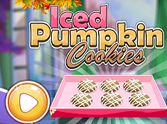 Thanksgiving Cooking Iced Pumpkin Cookies