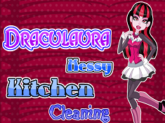 Draculaura Messy Kitchen Cleaning