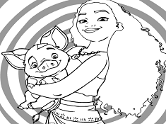 Moana And Pig Coloring