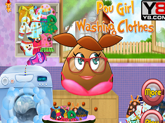 Pou Girl Washing Clothes
