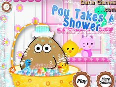 Pou Takes Shower