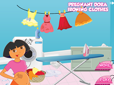 Pregnant Dora Ironing Clothes